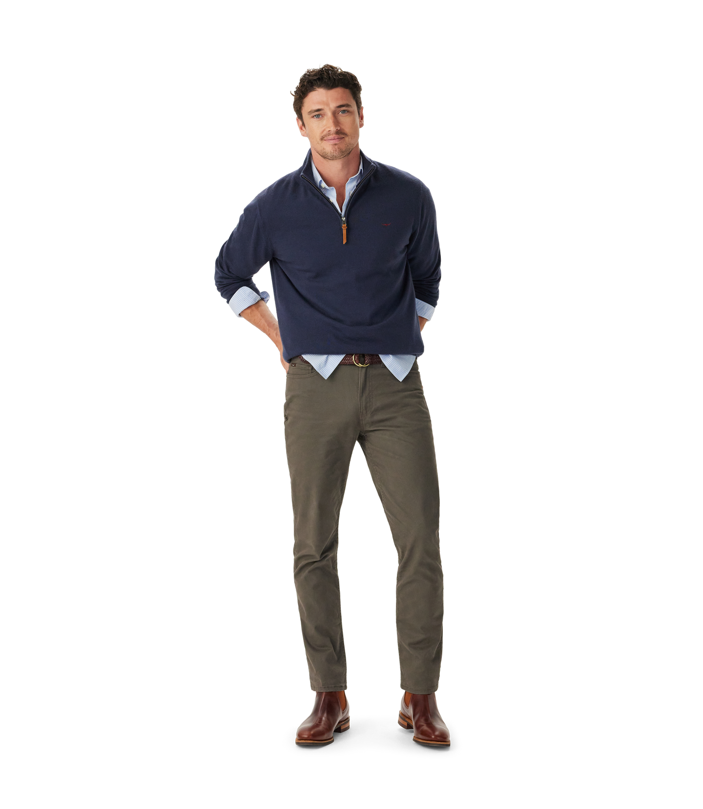 R.M.Williams - Ernest Merino Quarter Zip Jumper - Navy