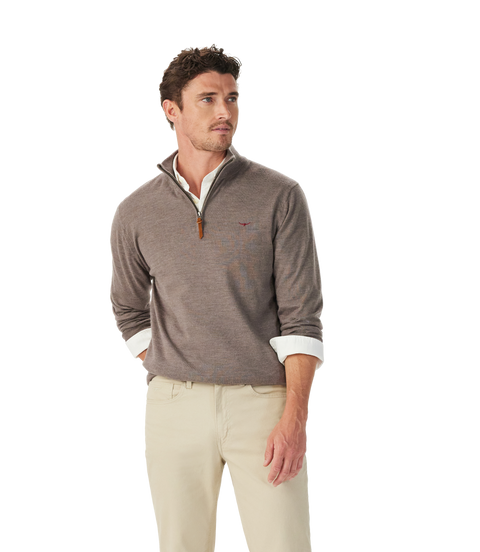 R.M.Williams - Ernest Merino Quarter Zip Jumper - Nutmeg