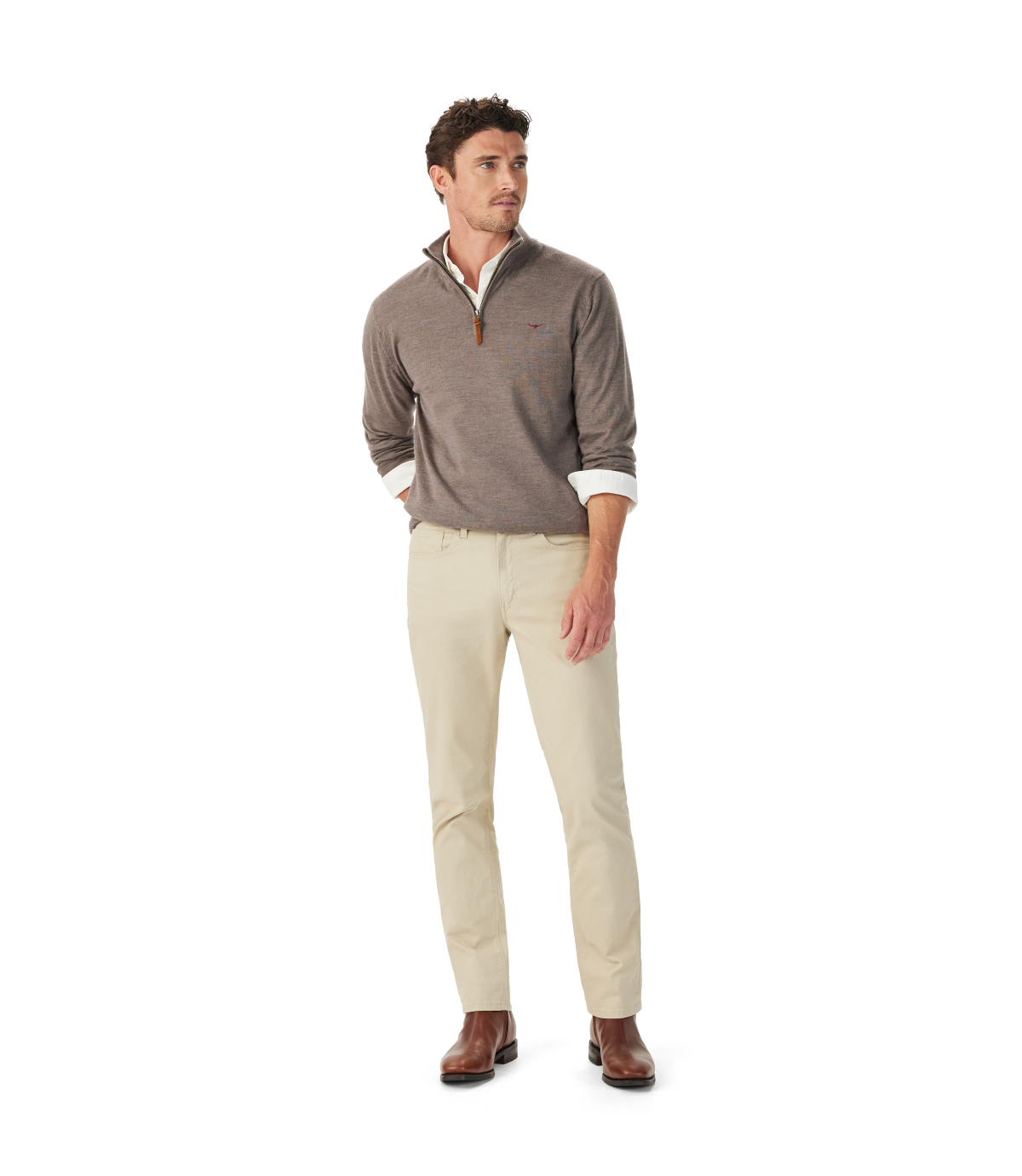 R.M.Williams - Ernest Merino Quarter Zip Jumper - Nutmeg