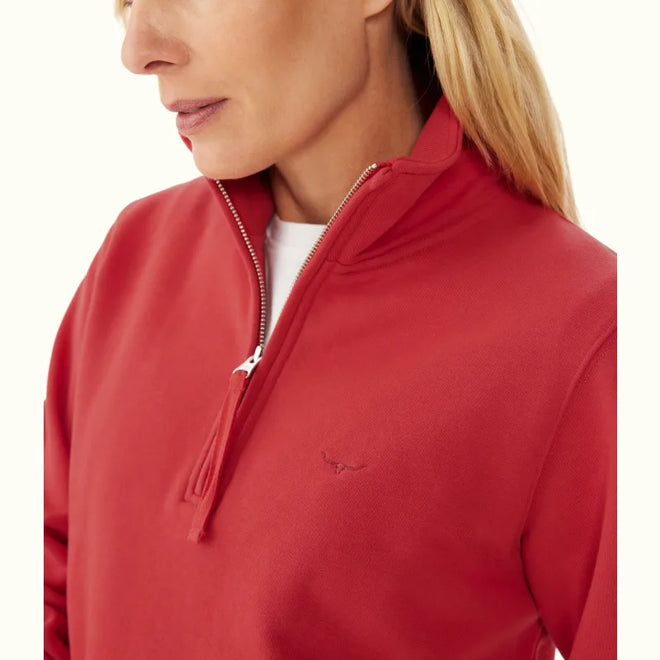 RM Williams - Trickett Zip Neck Sweatshirt - Red