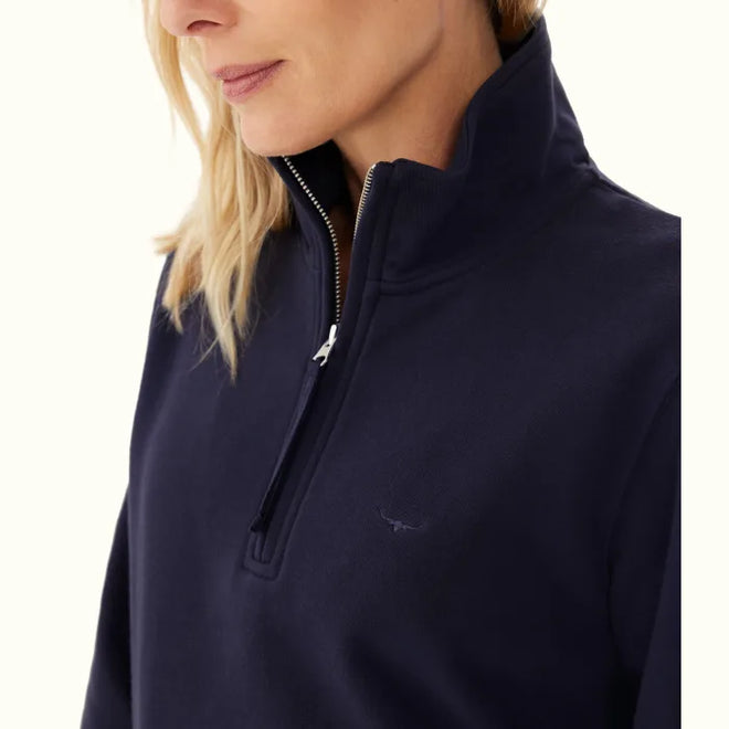 RM Williams - Trickett Zip Neck Sweatshirt - Dark Navy