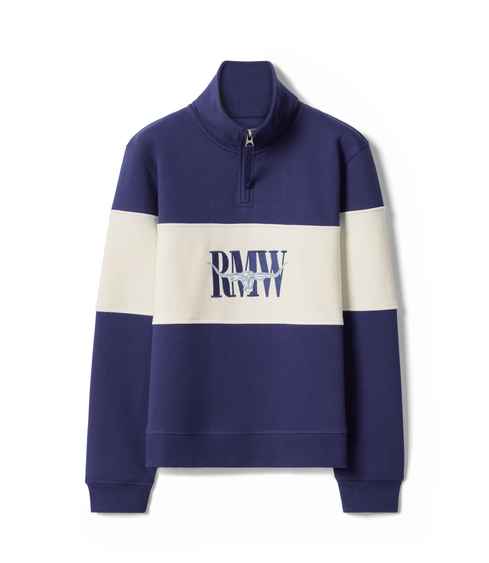 R.M.Williams - Trickett Panel Quarter Zip Sweatshirt - French Navy
