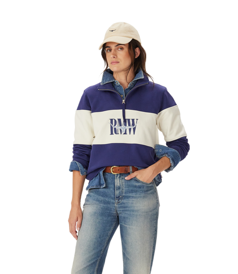 R.M.Williams - Trickett Panel Quarter Zip Sweatshirt - French Navy