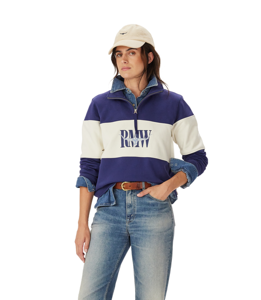 R.M.Williams - Trickett Panel Quarter Zip Sweatshirt - French Navy