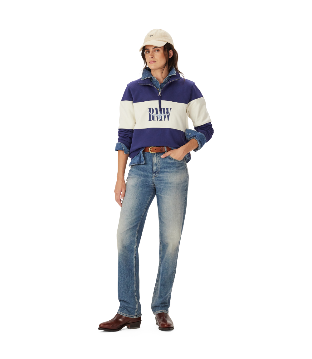 R.M.Williams - Trickett Panel Quarter Zip Sweatshirt - French Navy