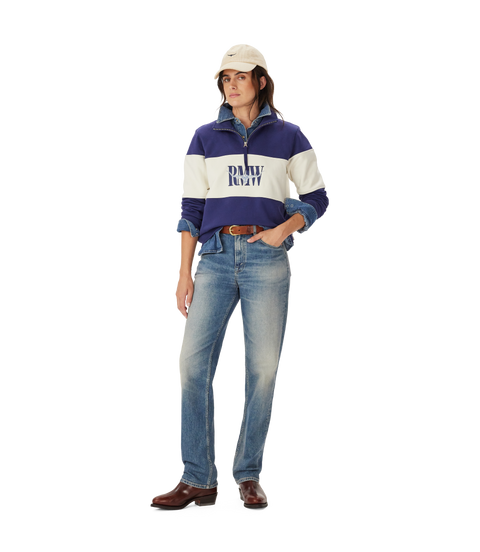 R.M.Williams - Trickett Panel Quarter Zip Sweatshirt - French Navy