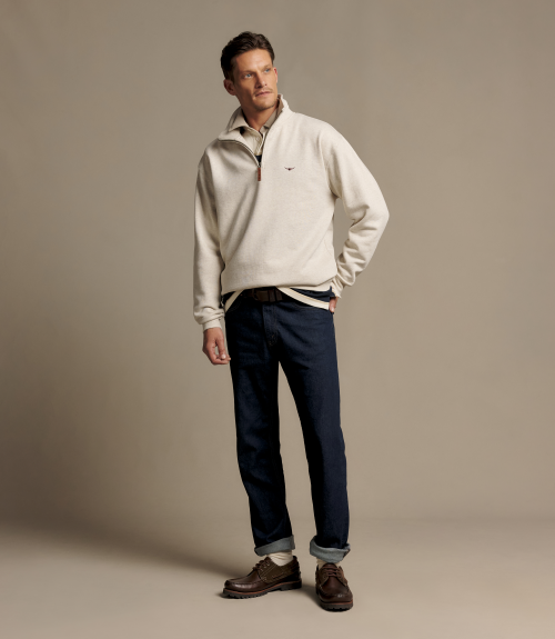R.M.Williams -  Mulyungarie 1/4 Zip Sweat - Ecru Marle