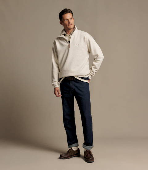 R.M.Williams -  Mulyungarie 1/4 Zip Sweat - Ecru Marle