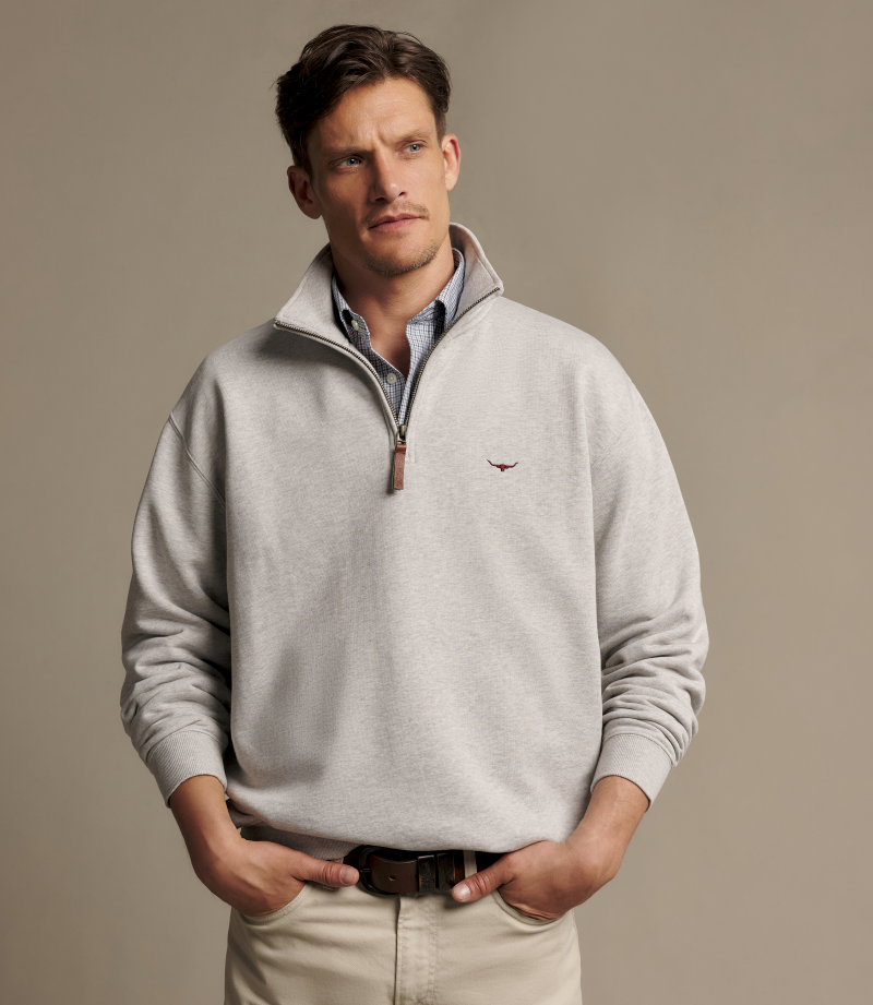R.M.Williams - Mulyungarie Quarter Zip Sweatshirt - Grey Marle
