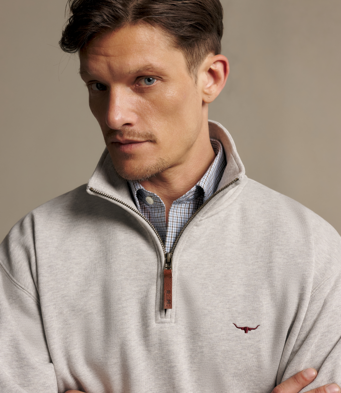 R.M.Williams - Mulyungarie Quarter Zip Sweatshirt - Grey Marle