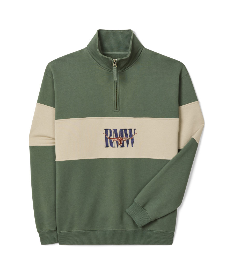 R.M.Williams - Heritage Quarter Zip Sweatshirt - Spruce Green & Beige