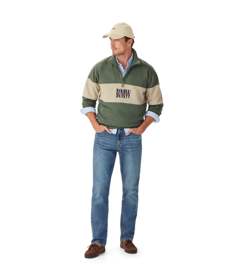 R.M.Williams - Heritage Quarter Zip Sweatshirt - Spruce Green & Beige