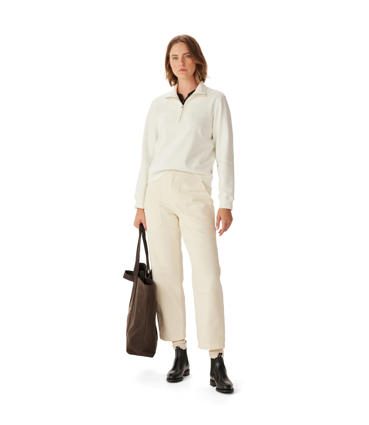 R.M.Williams - Trickett Quarter Zip Sweatshirt - Off White