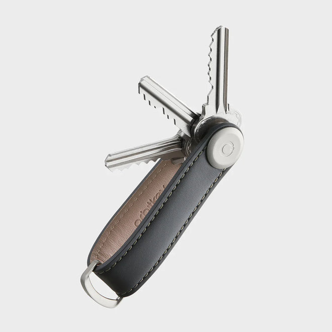 Orbit Key - Key Organiser - Leather - Charcoal with  Grey Stitching