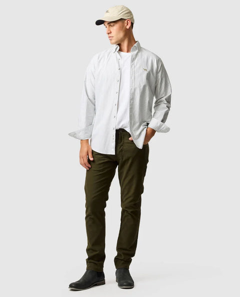 Rodd & Gunn - Gunn Oxford Shirt - Stripe - Khaki/White
