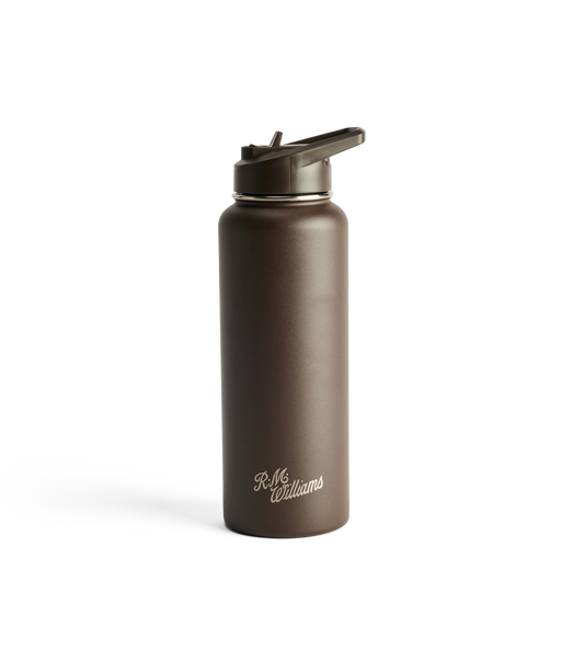 R.M.Williams - Straw Cap Stainless Steel Water Bottle - 1200mls - Chestnut