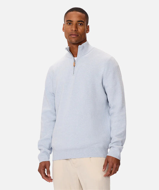 Industrie - The Lakewood Zip Neck Knit - Light Blue Marle
