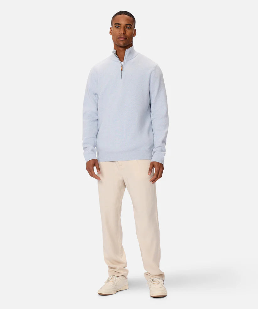 Industrie - The Lakewood Zip Neck Knit - Light Blue Marle