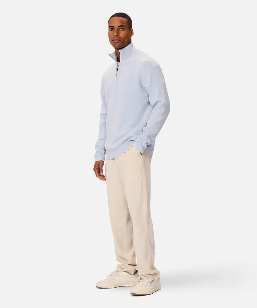 Industrie - The Lakewood Zip Neck Knit - Light Blue Marle