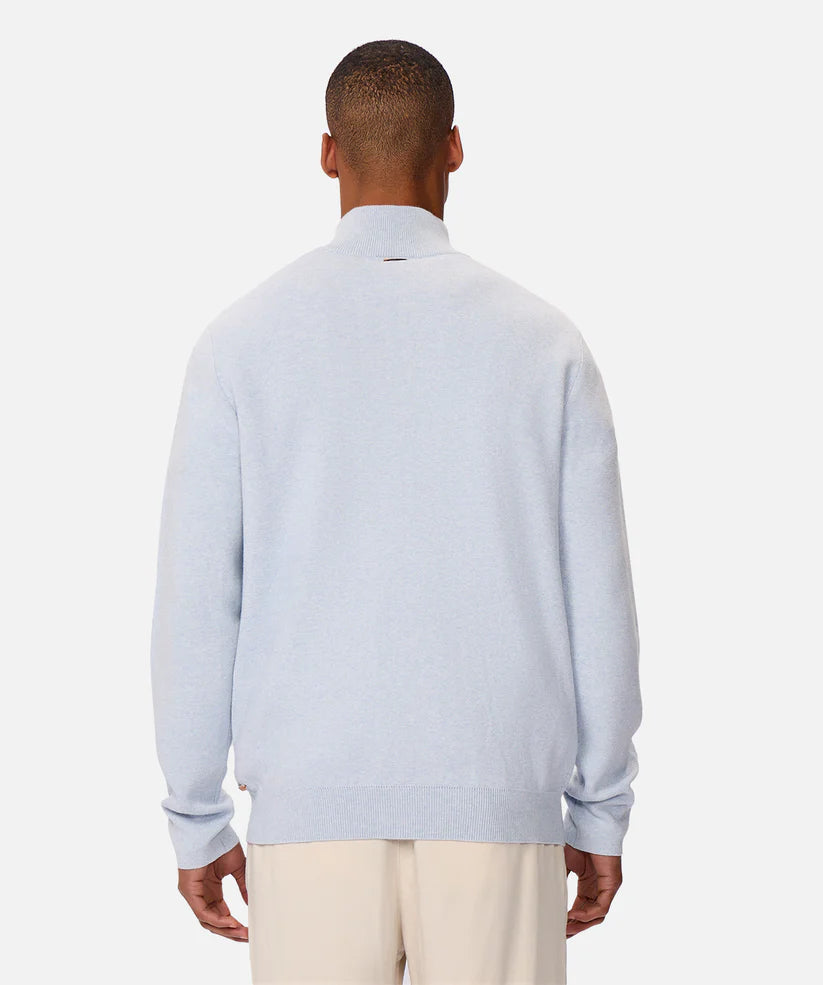 Industrie - The Lakewood Zip Neck Jumper - Light Blue Marle