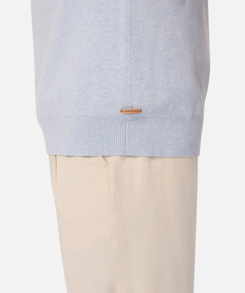 Industrie - The Lakewood Zip Neck Jumper - Light Blue Marle
