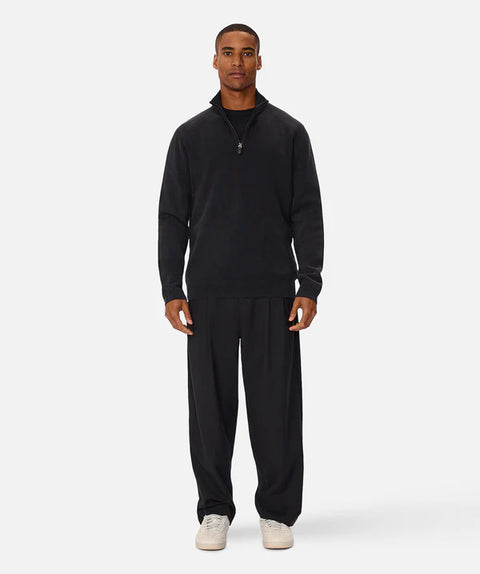 Industrie - The Lakewood Zip Neck Jumper - Washed Black