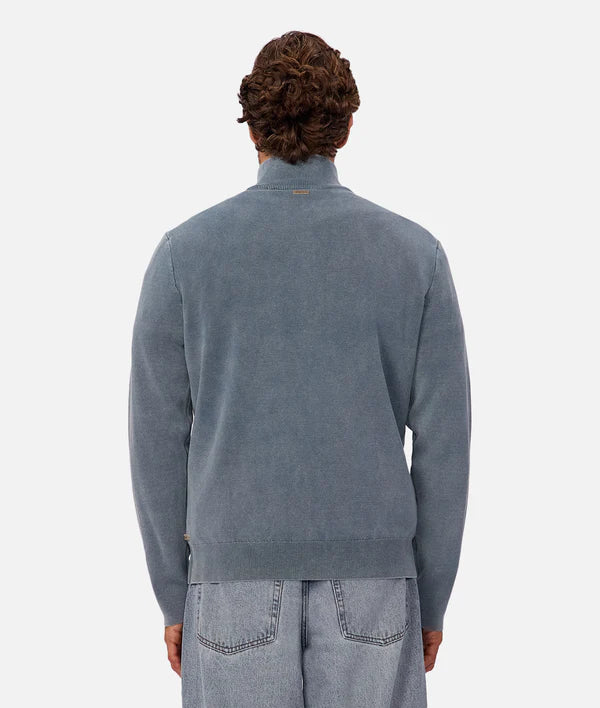 Industrie - The Lakewood Zip Neck Jumper - Washed Lagoon