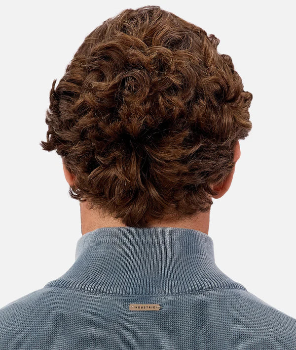 Industrie - The Lakewood Zip Neck Jumper - Washed Lagoon