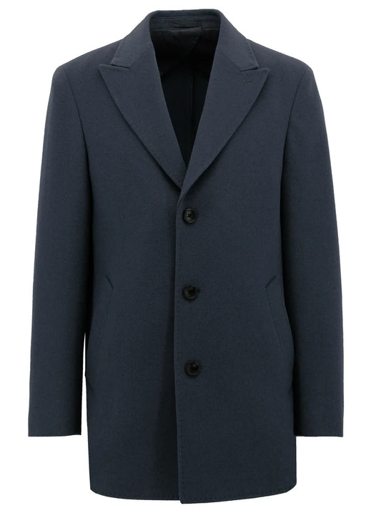 Boston Fine Tailoring - Lincoln Wool Blend Overcoat - Navy