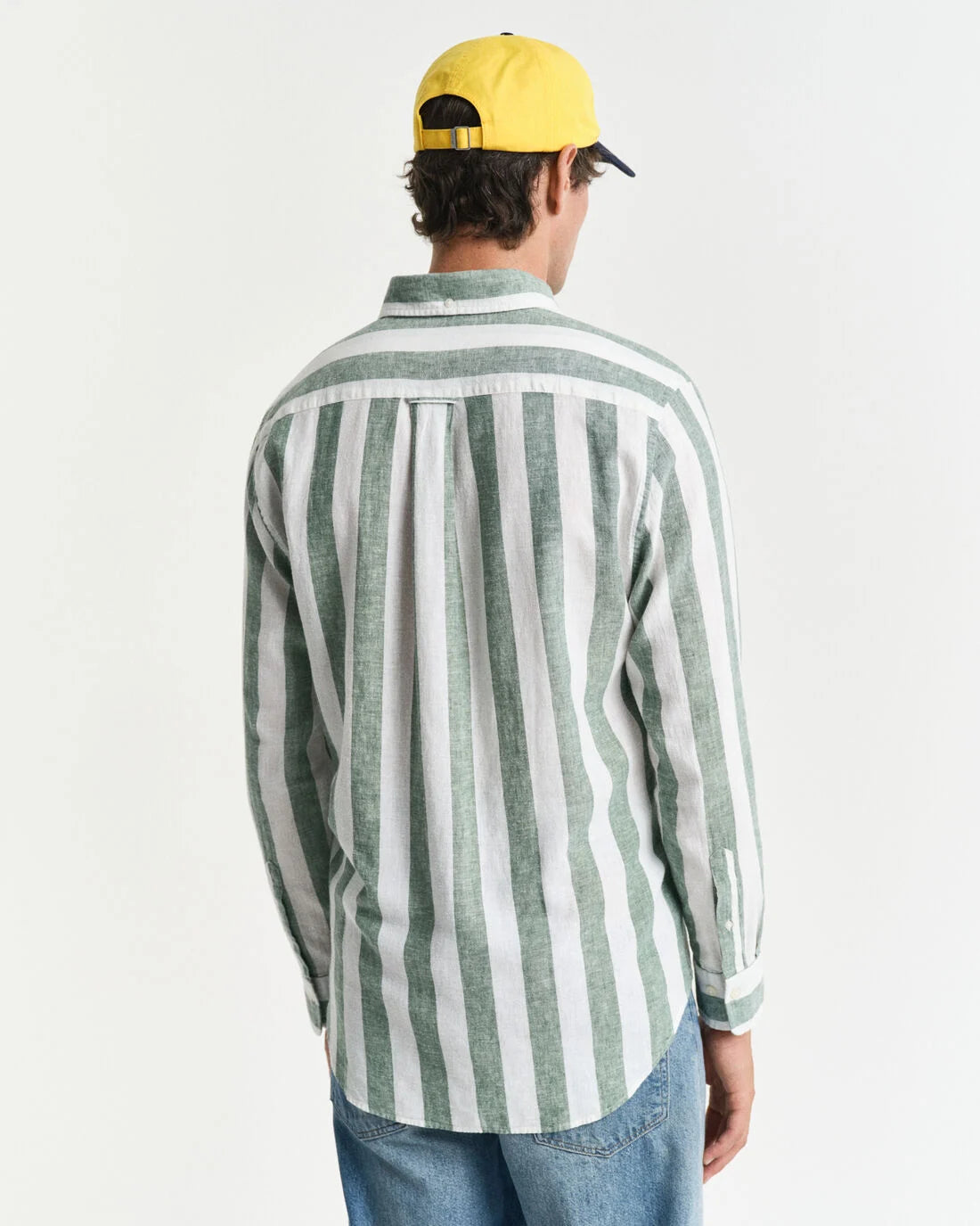 GANT - Linen Shirt - Bold Stripe - Woody Green & White
