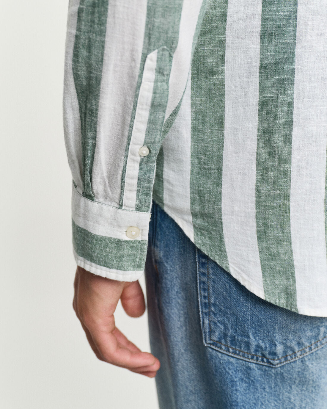 GANT - Linen Shirt - Bold Stripe - Woody Green & White