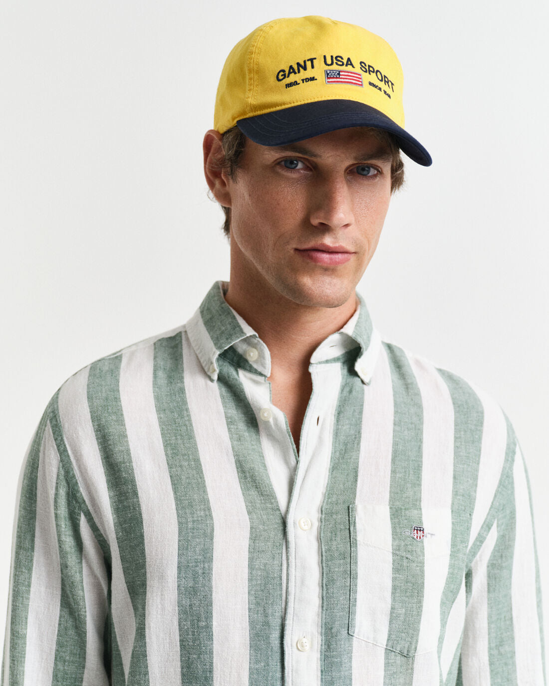 GANT - Linen Shirt - Bold Stripe - Woody Green & White