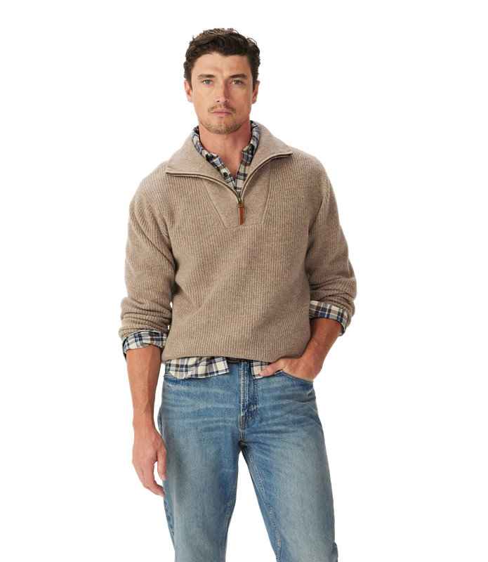 R.M.Williams - Linton Quarter Zip Sweater - Sand