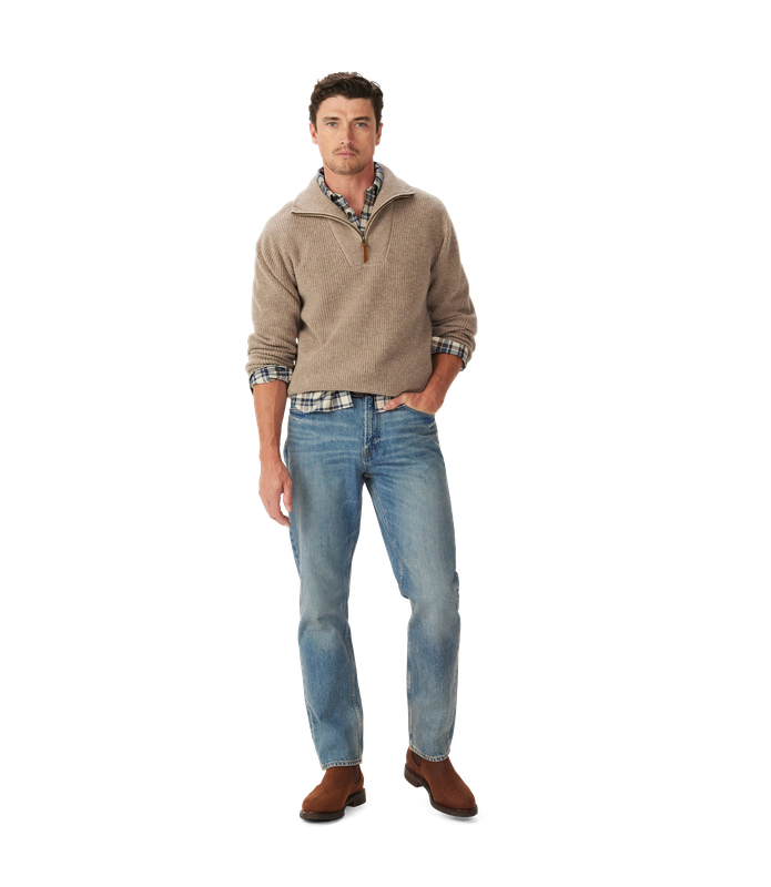 R.M.Williams - Linton Quarter Zip Sweater - Sand