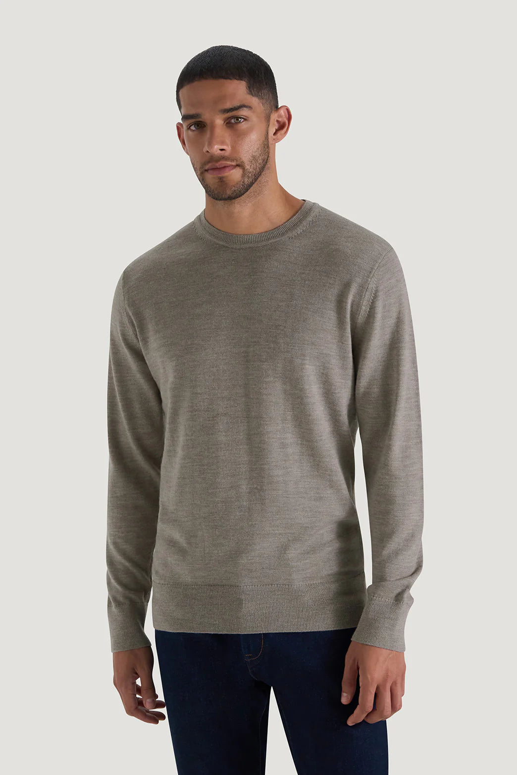 M.J. Bale - Sandringham Merino Crew Knit - Ashwood/Grey