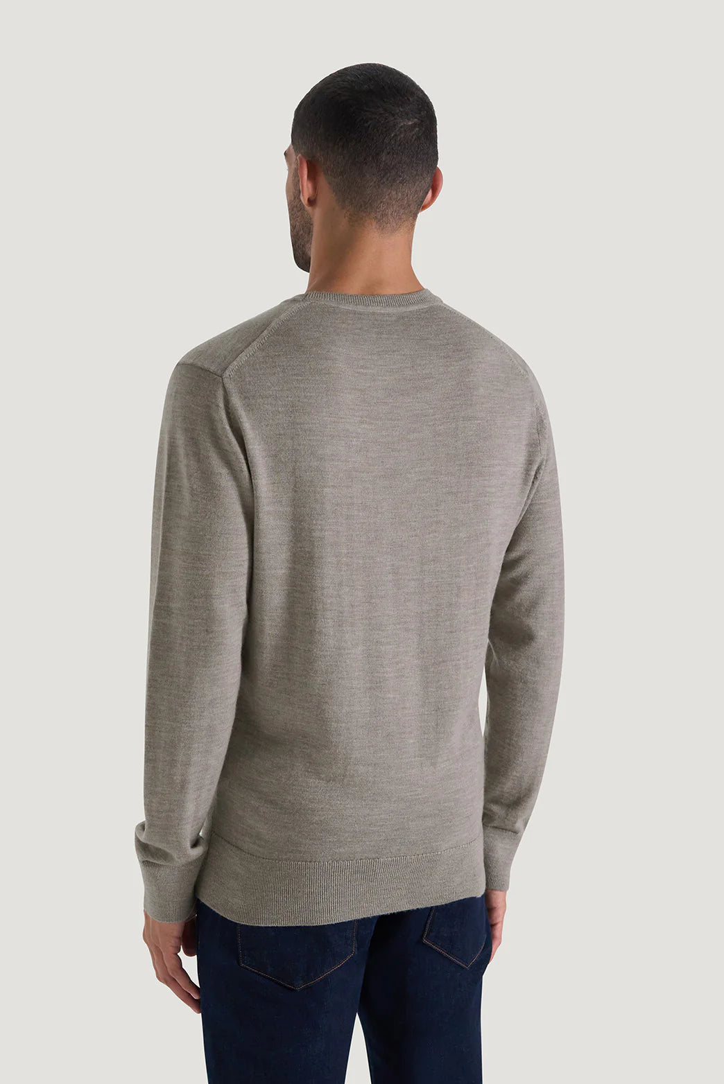 M.J. Bale - Sandringham Merino Crew Knit - Ashwood/Grey