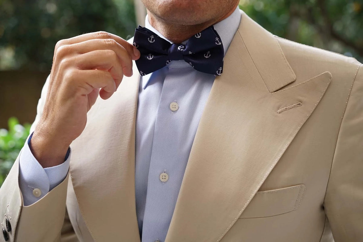 OTAA - Bow Tie - Anchors - Navy with White