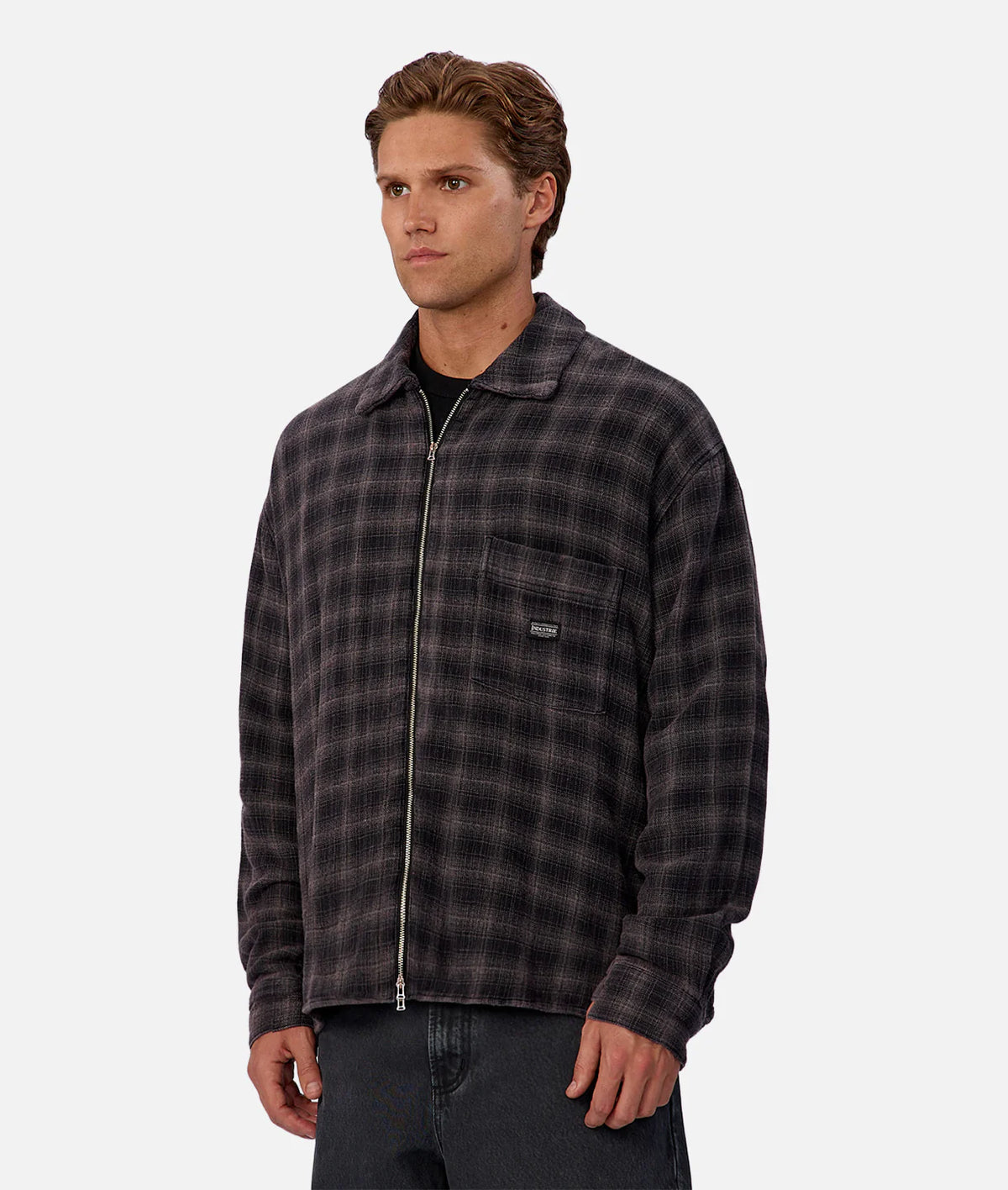 Industrie - The Camino Long Sleeve Shirt - Check - Black/Charcoal