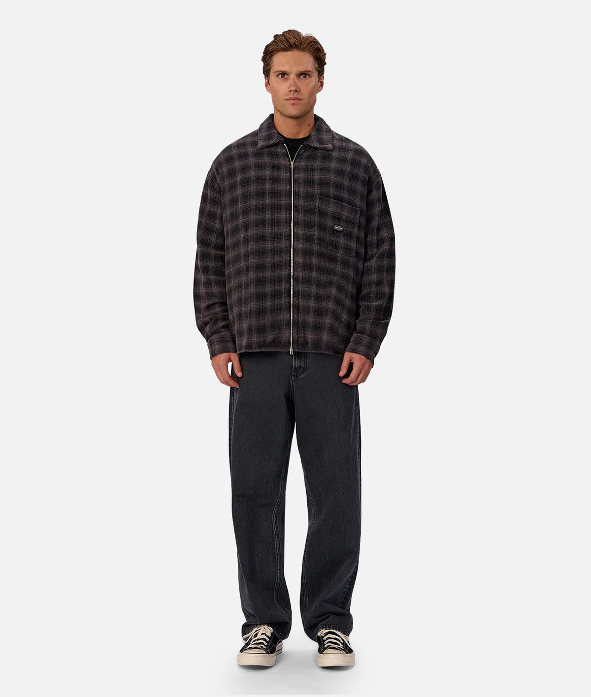 Industrie - The Camino Long Sleeve Shirt - Check - Black/Charcoal