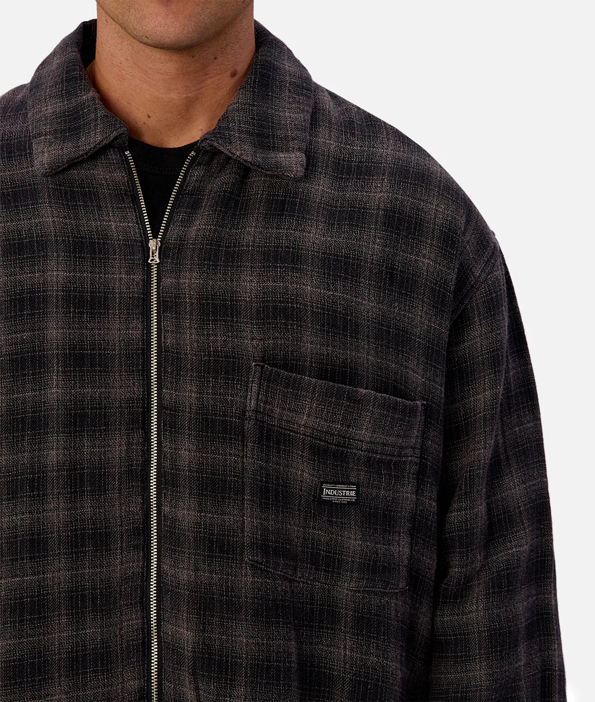 Industrie - The Camino Long Sleeve Shirt - Check - Black/Charcoal
