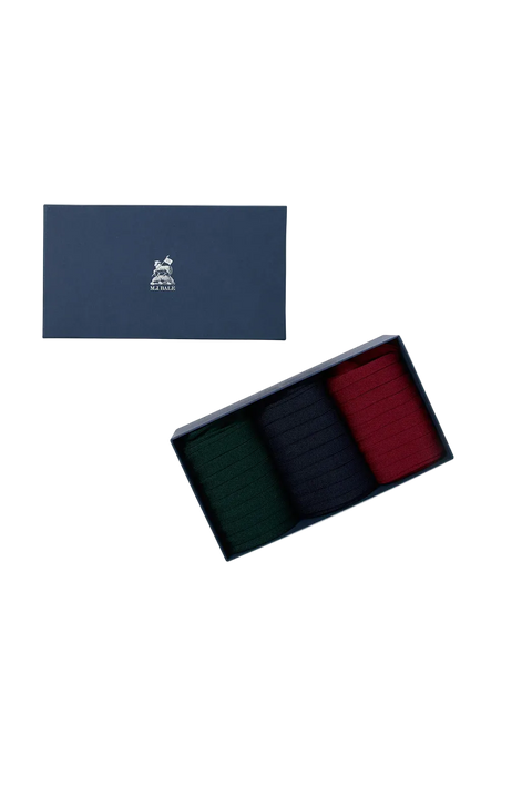 M.J.Bale - 3 Pack Socks - Green, Navy, Red