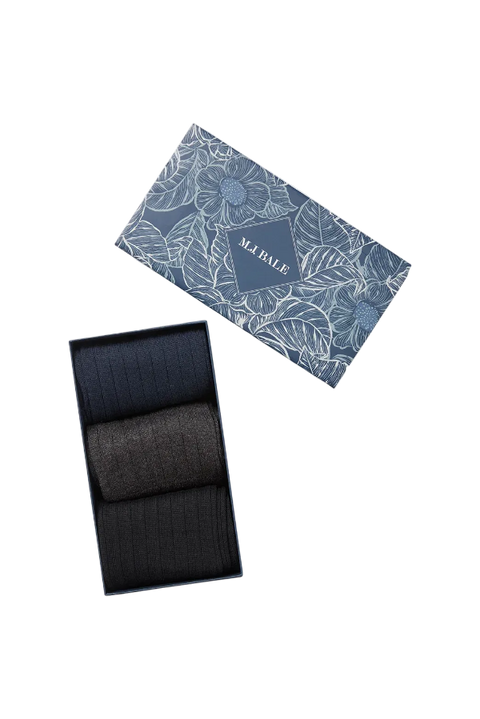 M.J.Bale - 3 Pack Socks - Navy, Charcoal, Black