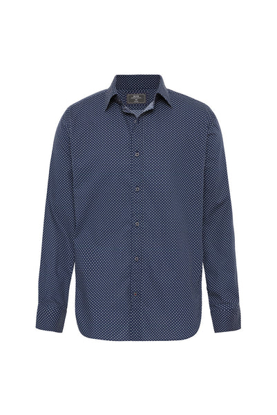 M.J. Bale - Mackney Polka Dot Shirt - Navy with White