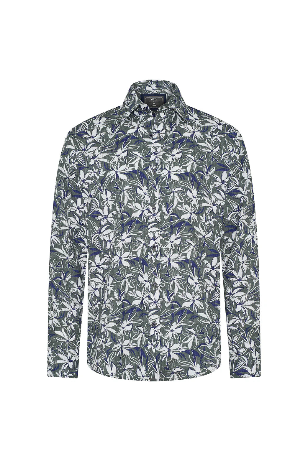 M.J. Bale - Marcello Floral Shirt - Green Navy & White - MULTIBUY, showcasing floral print on a relaxed fit shirt.