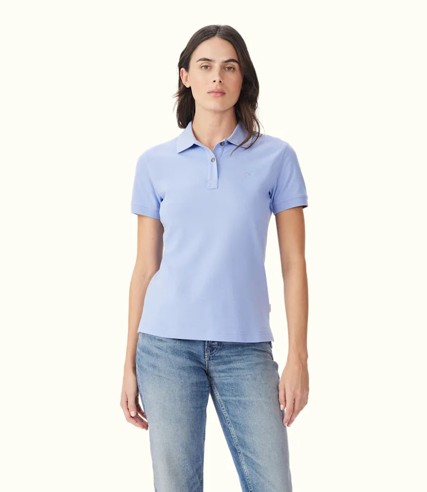 R.M.Williams women's cotton piqué polo shirt with short sleeves and regular fit.