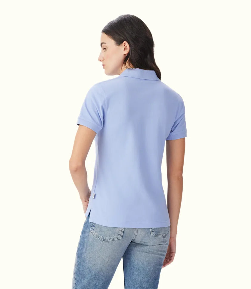 Back view of R.M.Williams women's cotton polo shirt.