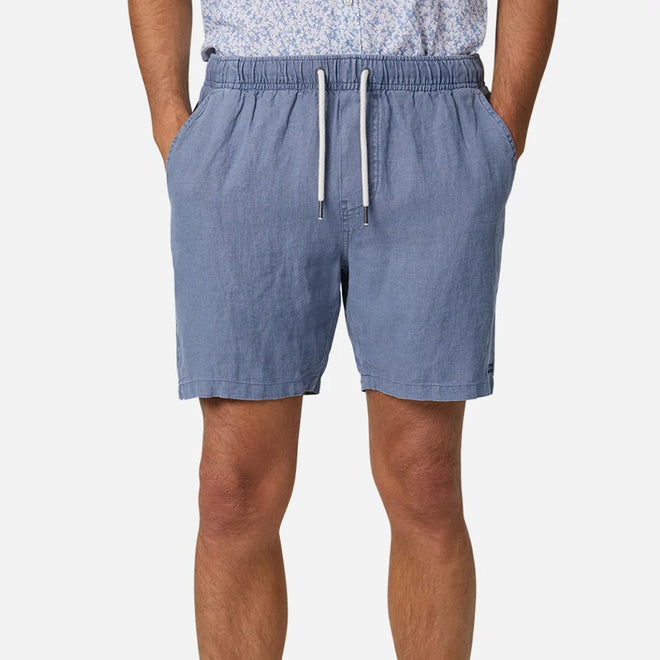 The Marina Linen Short - Mid Indigo