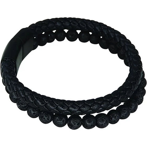 Avenel - Maverick Leather Wristband - Black