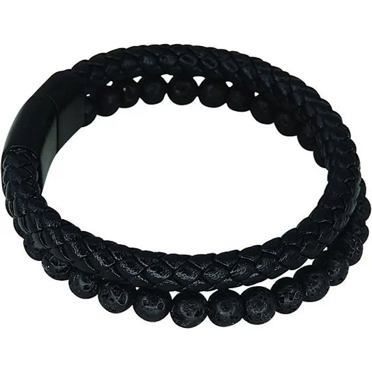 Avenel - Maverick Leather Wristband - Black