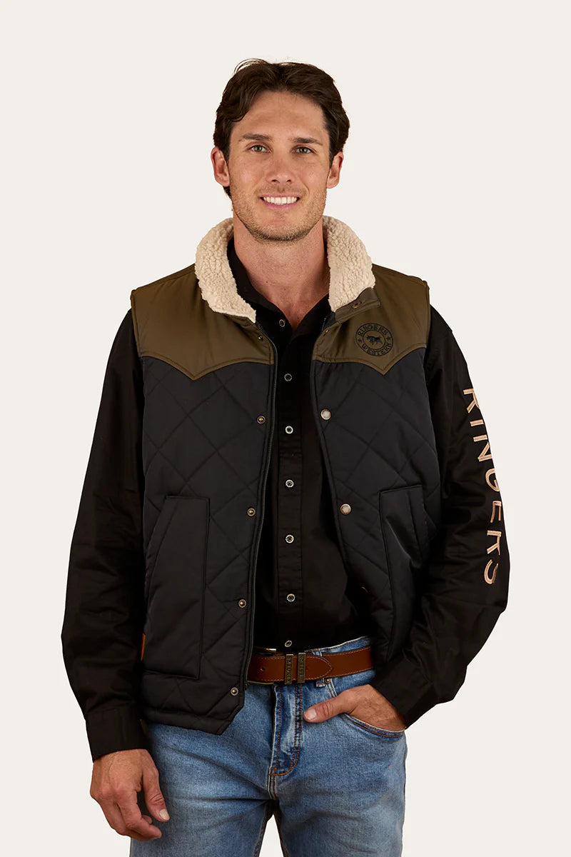 Ringers Western - McKinlay Mens Puffer Vest - Military Green/Black